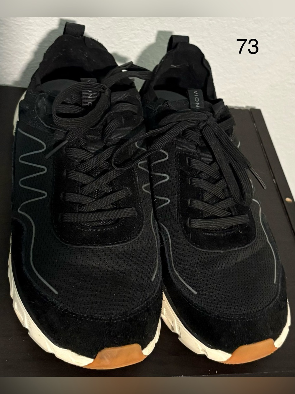 Vionic Women’s Black and White Athletic Sneakers with Gum Toe Accents